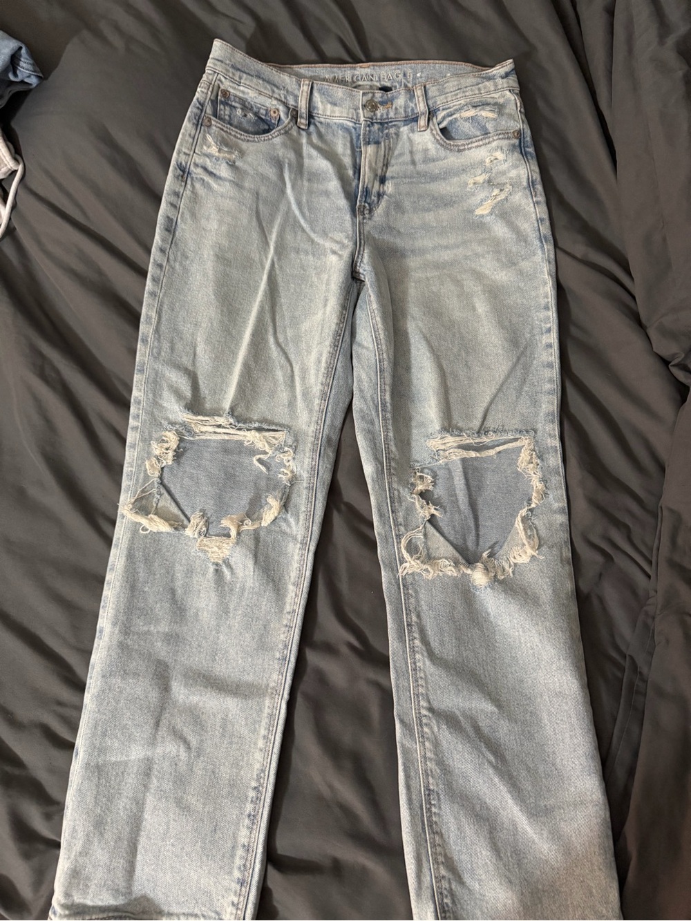 American Eagle Outfitters Light Blue Distressed Straight Leg Jeans